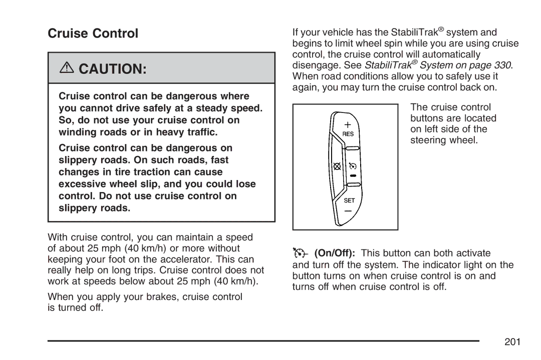 Cadillac 2007 owner manual Cruise Control 