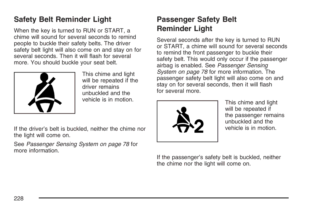 Cadillac 2007 owner manual Passenger Safety Belt Reminder Light 