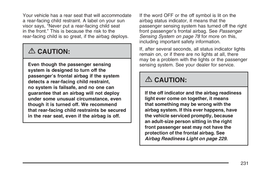 Cadillac 2007 owner manual 231 