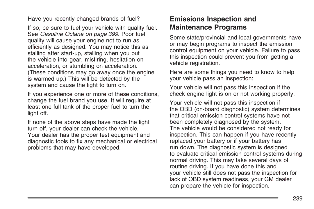 Cadillac 2007 owner manual Emissions Inspection Maintenance Programs 