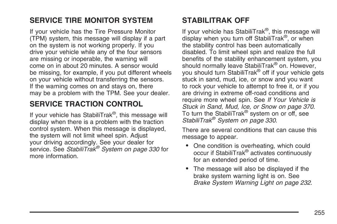 Cadillac 2007 owner manual Service Tire Monitor System 