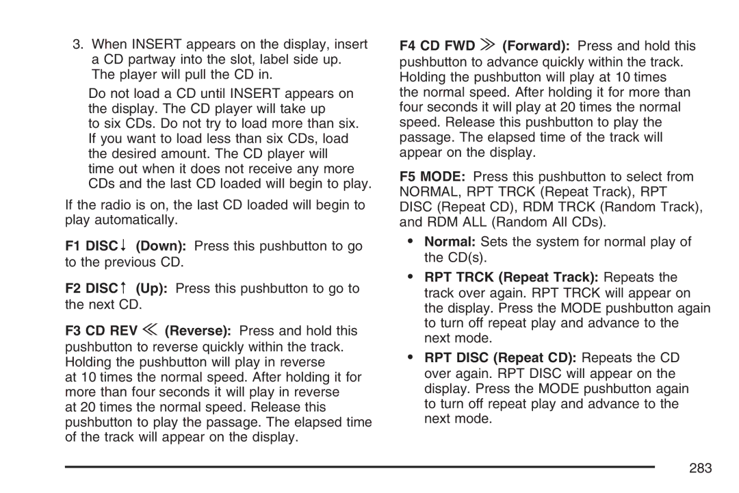 Cadillac 2007 owner manual 283 