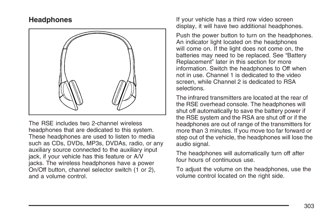 Cadillac 2007 owner manual Headphones 