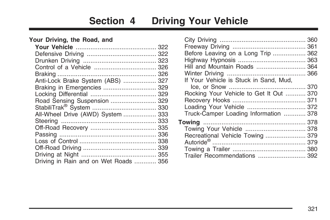Cadillac 2007 owner manual Driving Your Vehicle 