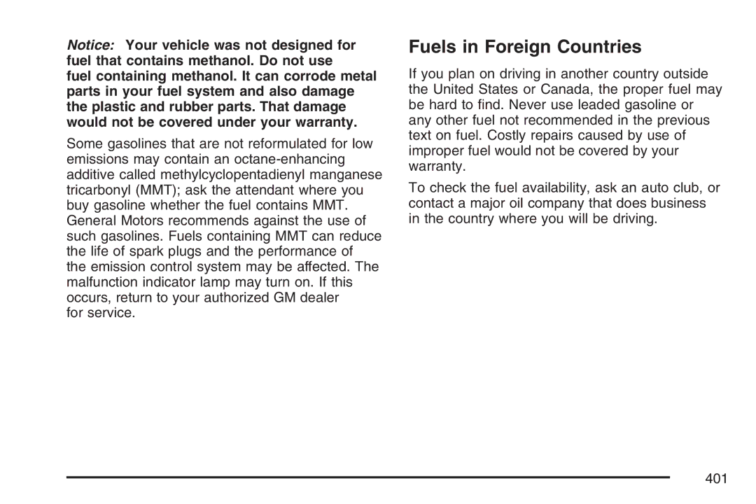 Cadillac 2007 owner manual Fuels in Foreign Countries 