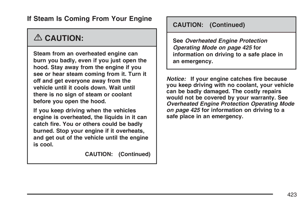 Cadillac 2007 owner manual If Steam Is Coming From Your Engine 