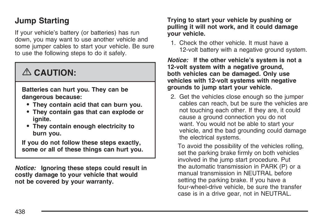 Cadillac 2007 owner manual Jump Starting 