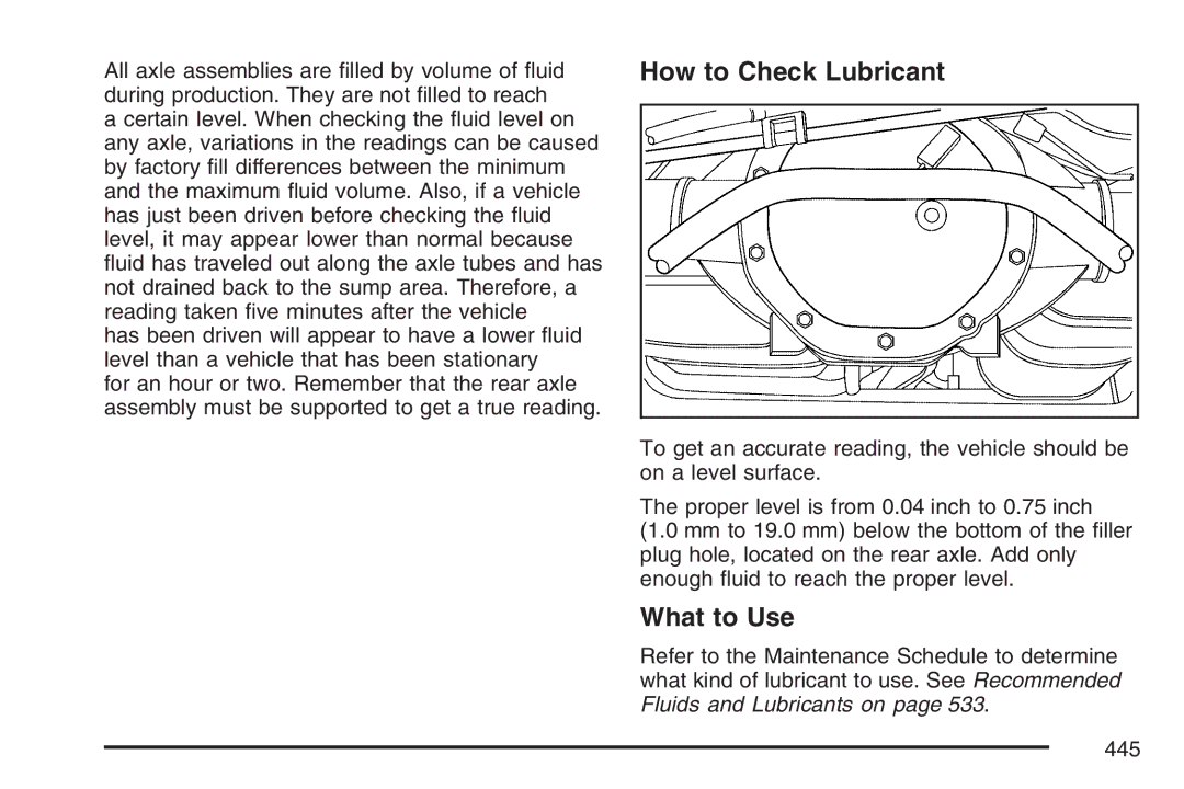 Cadillac 2007 owner manual How to Check Lubricant, What to Use 