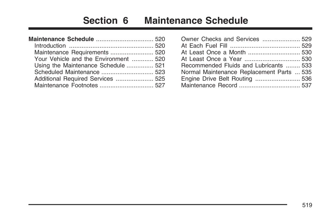 Cadillac 2007 owner manual Section Maintenance Schedule 