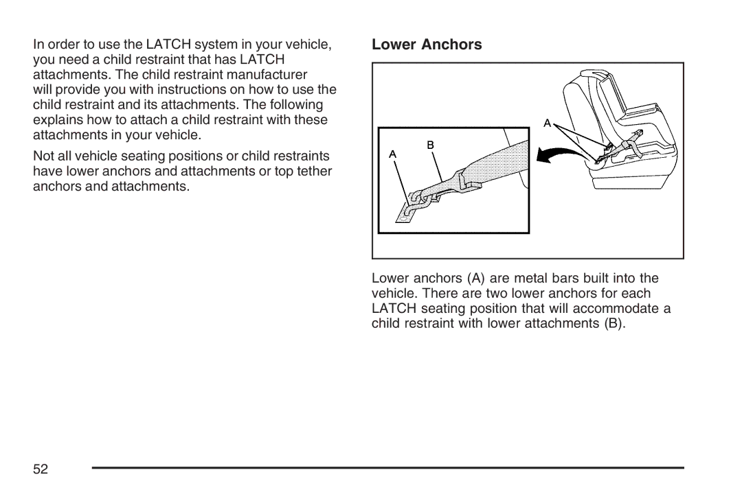 Cadillac 2007 owner manual Lower Anchors 