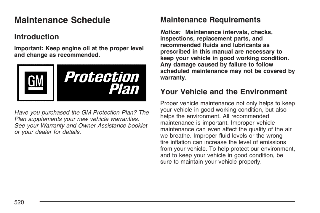 Cadillac 2007 owner manual Maintenance Schedule, Introduction, Maintenance Requirements Your Vehicle and the Environment 