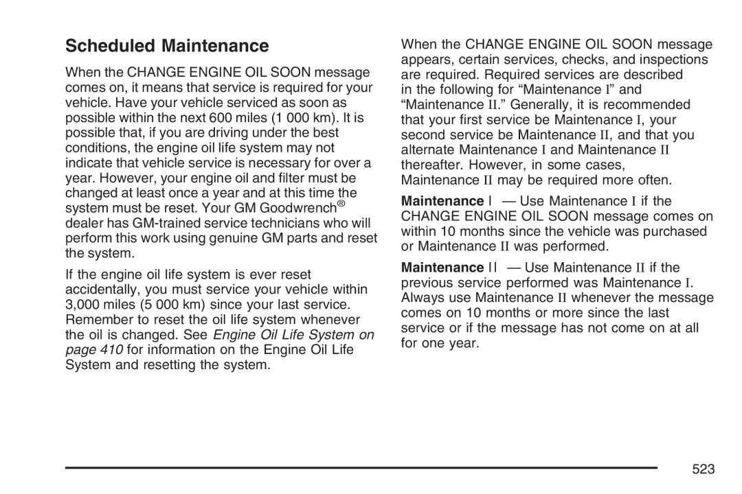 Cadillac 2007 owner manual Scheduled Maintenance 