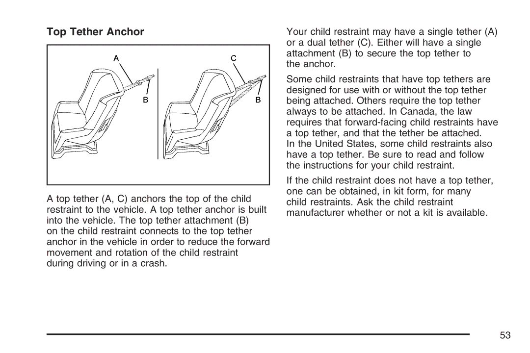 Cadillac 2007 owner manual Top Tether Anchor 