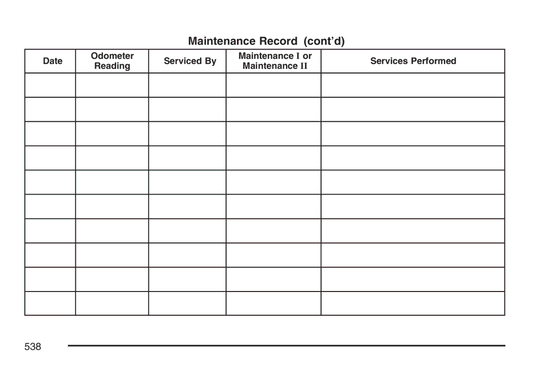 Cadillac 2007 owner manual Maintenance Record cont’d 