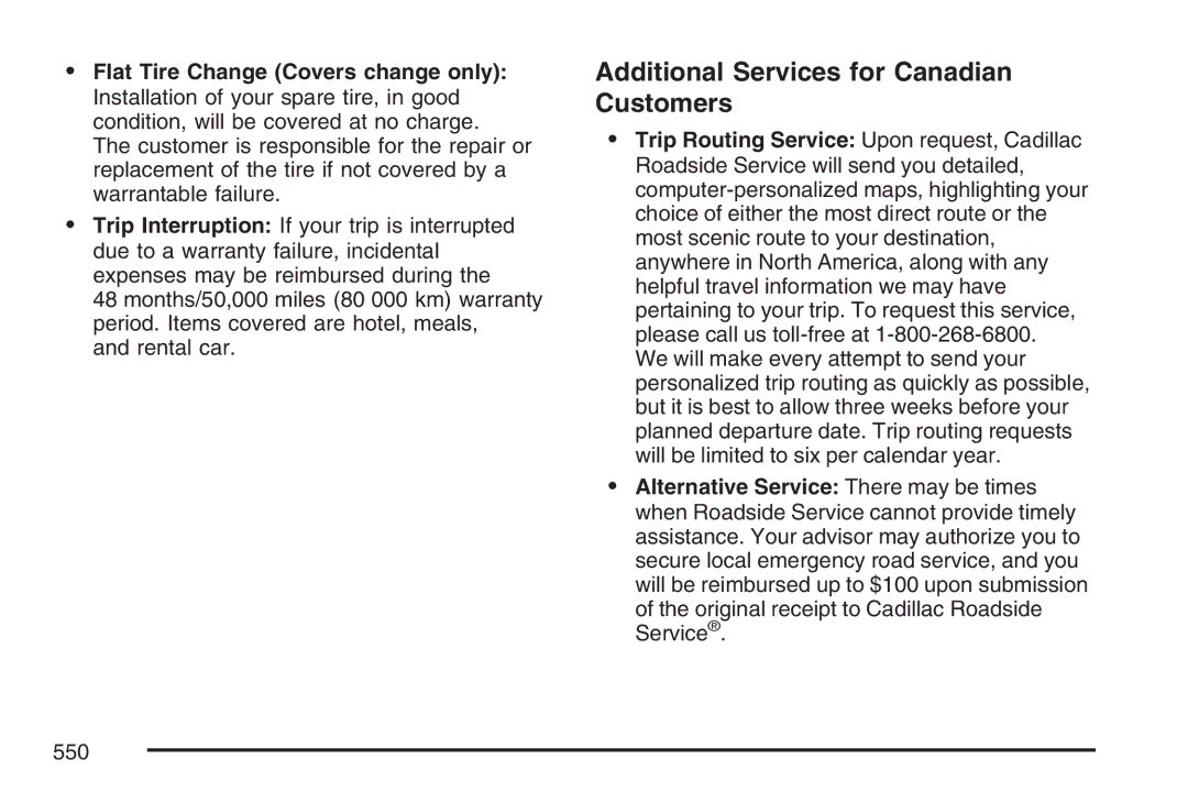 Cadillac 2007 owner manual Additional Services for Canadian Customers 