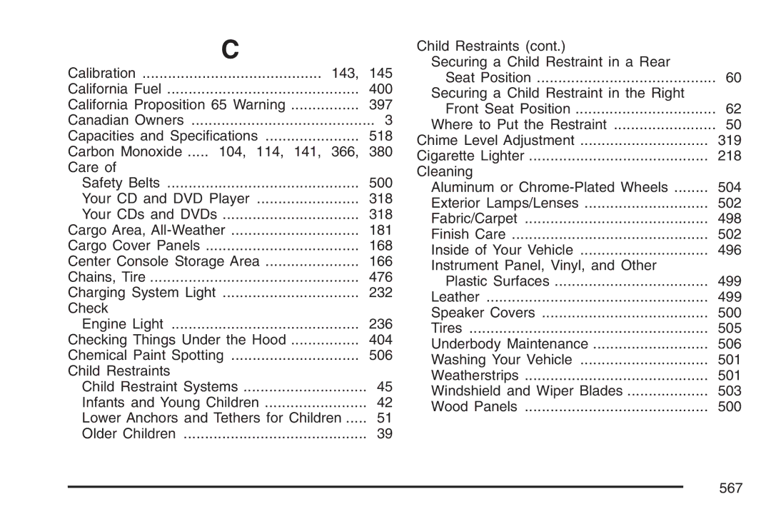 Cadillac 2007 owner manual Calibration 143 145 