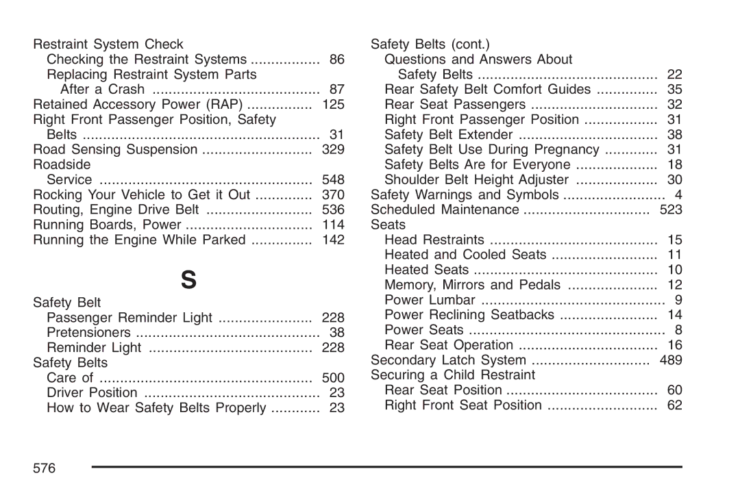 Cadillac 2007 owner manual Power Seats 