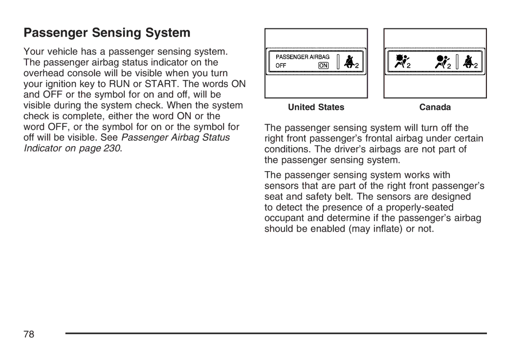 Cadillac 2007 owner manual Passenger Sensing System 