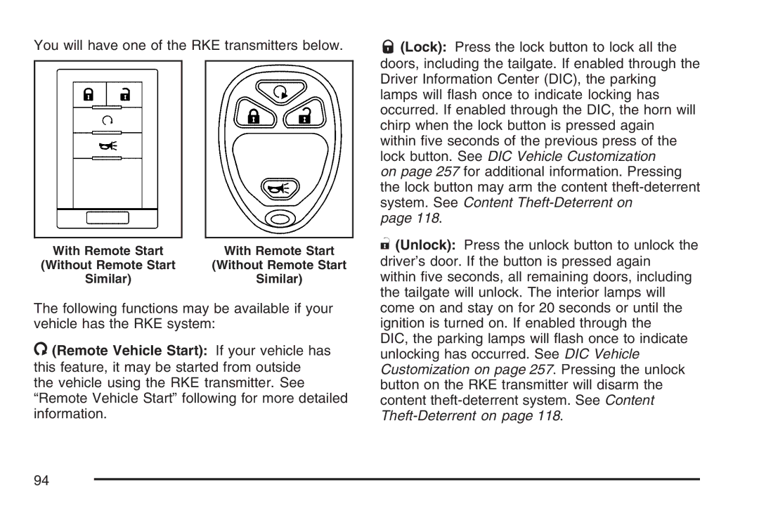 Cadillac 2007 owner manual You will have one of the RKE transmitters below 