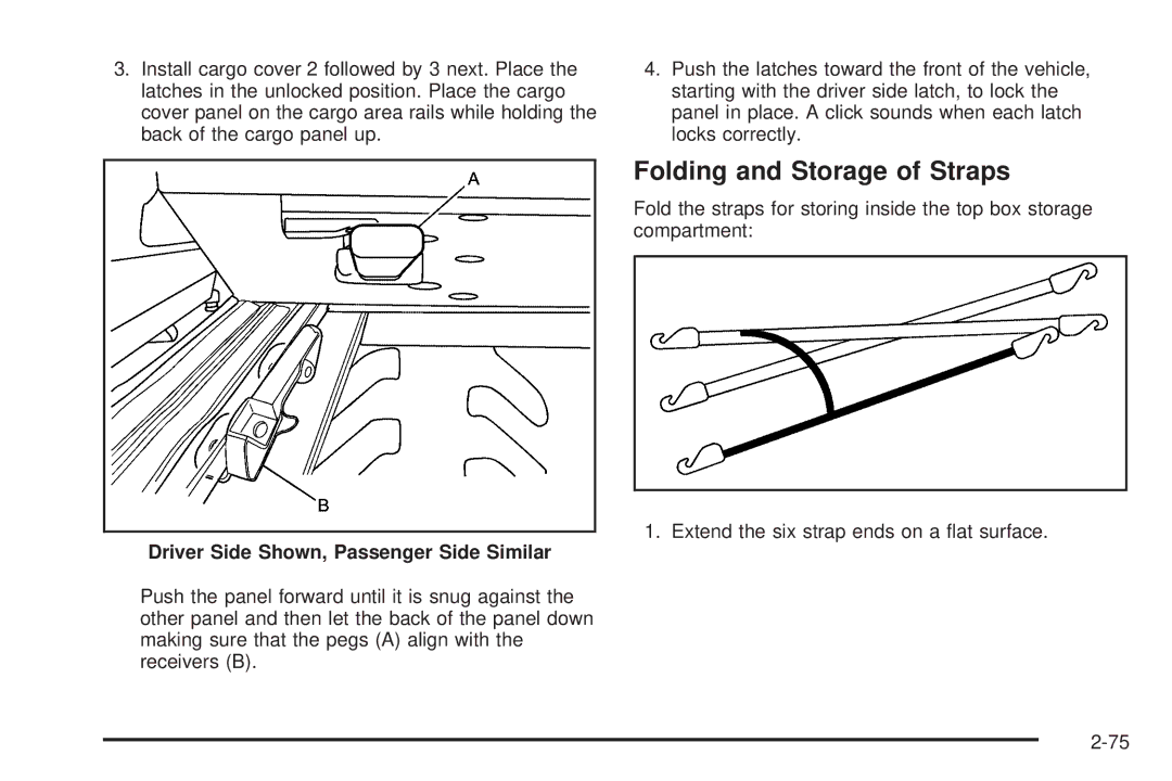 Cadillac 2009 owner manual Folding and Storage of Straps 