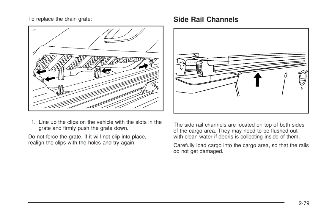 Cadillac 2009 owner manual Side Rail Channels 