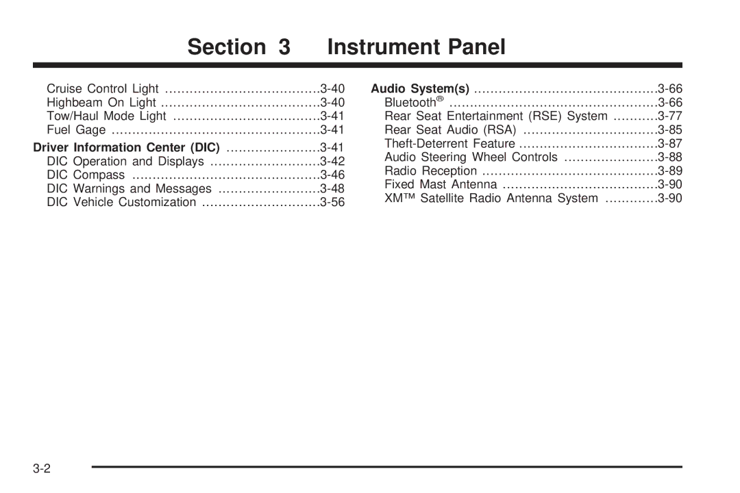 Cadillac 2009 owner manual Section Instrument Panel, Driver Information Center DIC 