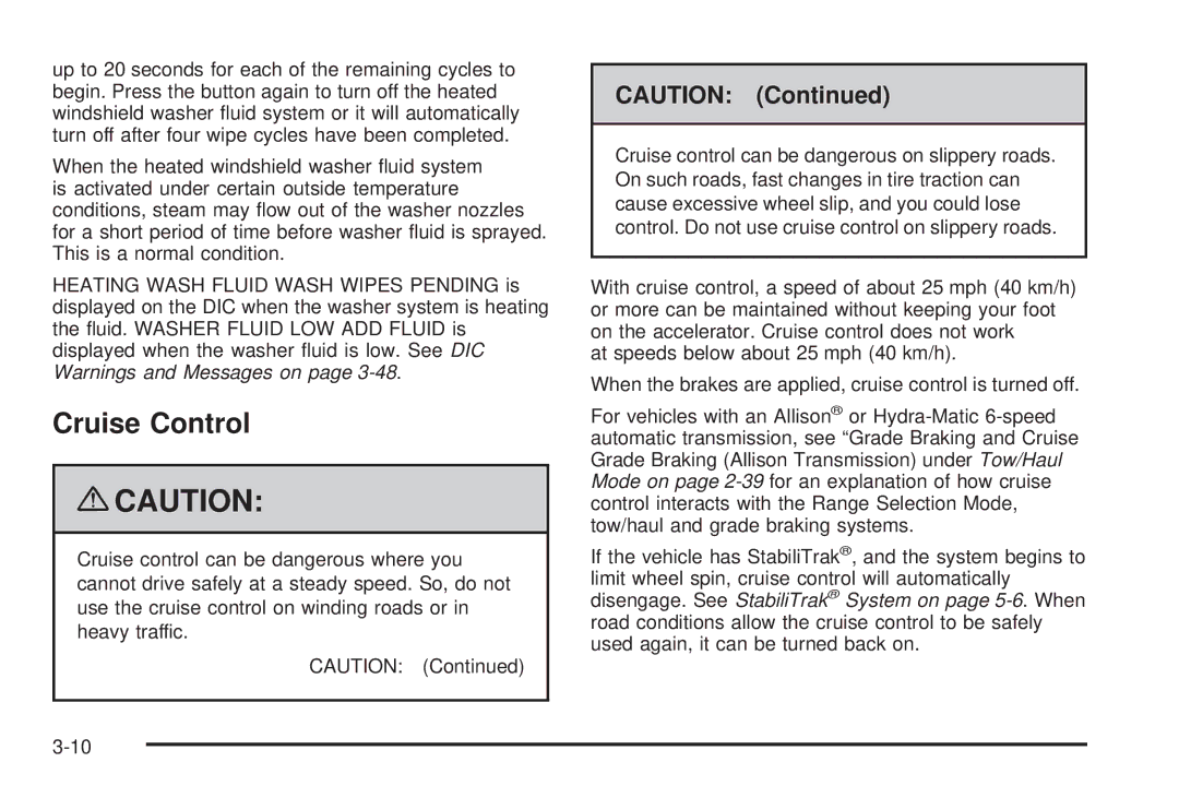 Cadillac 2009 owner manual Cruise Control 