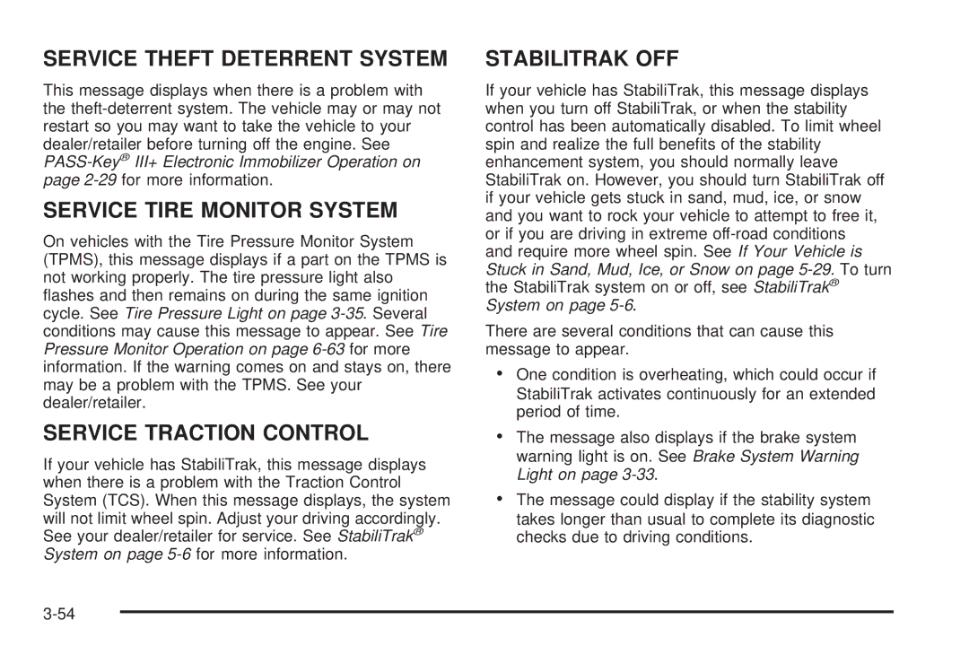 Cadillac 2009 owner manual Service Theft Deterrent System 