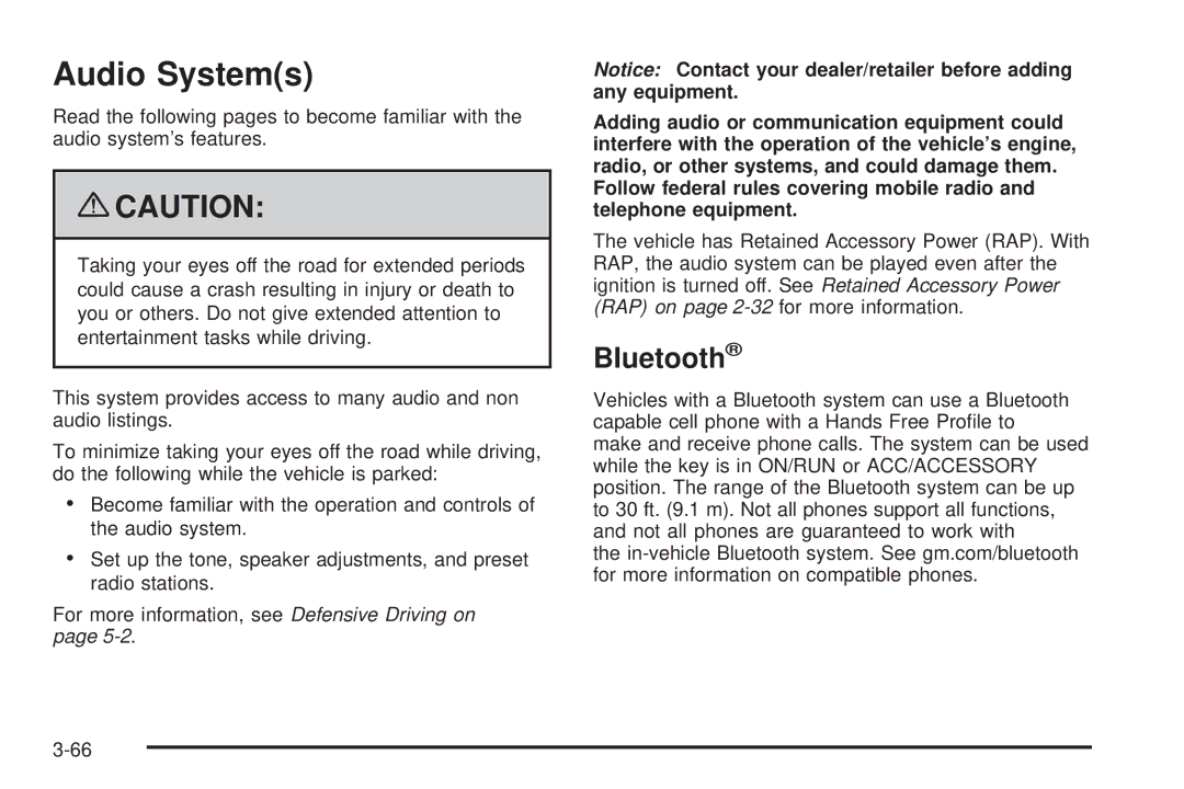 Cadillac 2009 owner manual Audio Systems, Bluetooth 