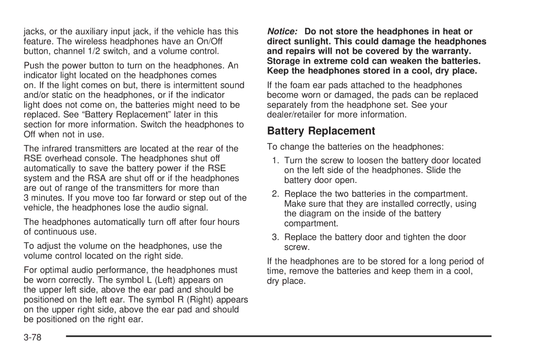 Cadillac 2009 owner manual Battery Replacement 