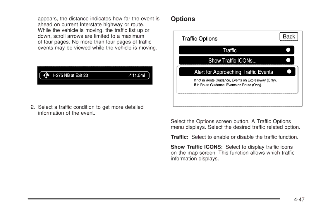 Cadillac 2009 owner manual Options 