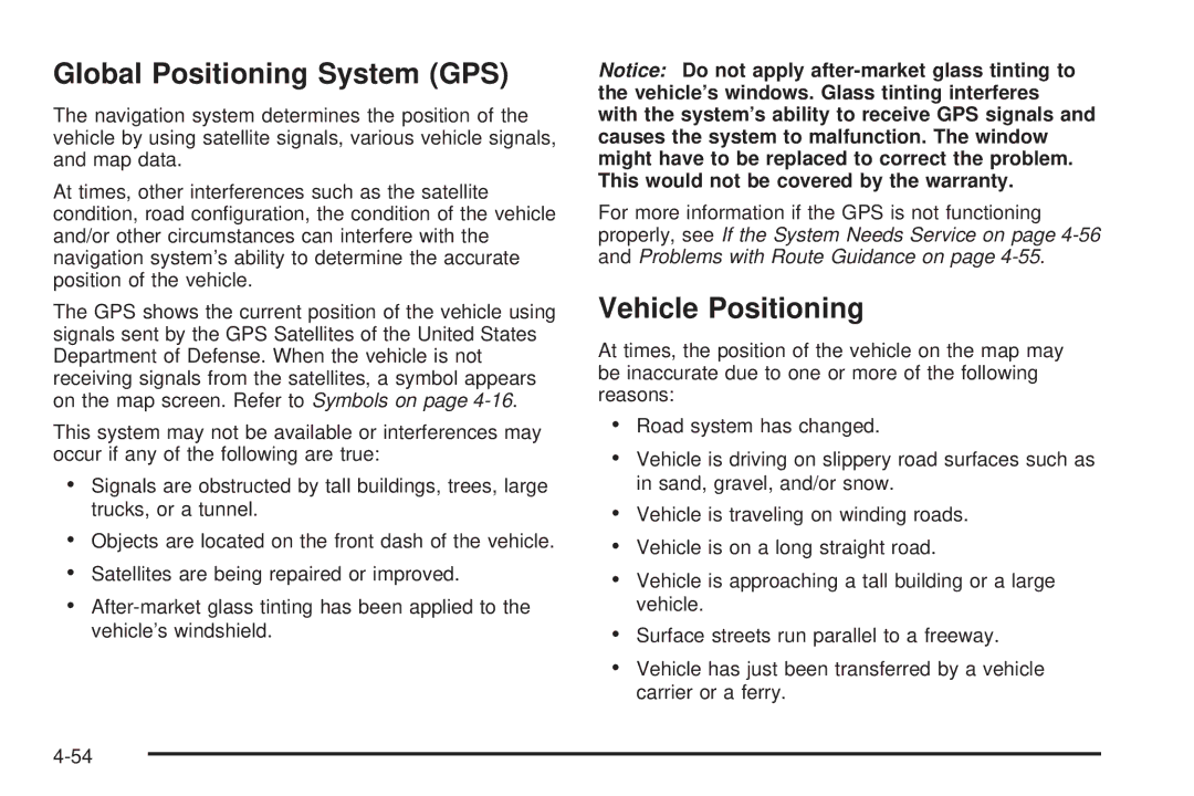 Cadillac 2009 owner manual Global Positioning System GPS, Vehicle Positioning 