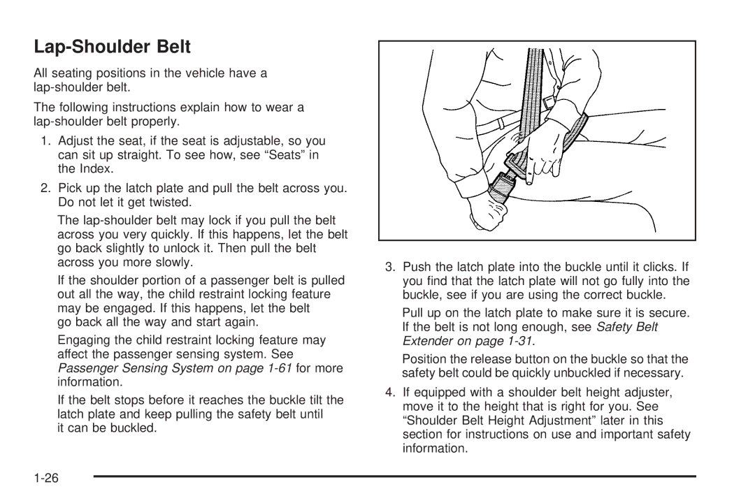 Cadillac 2009 owner manual Lap-Shoulder Belt 