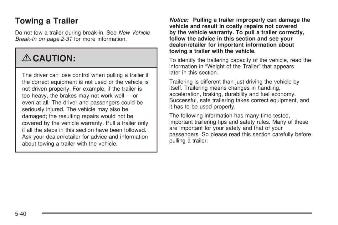 Cadillac 2009 owner manual Towing a Trailer 