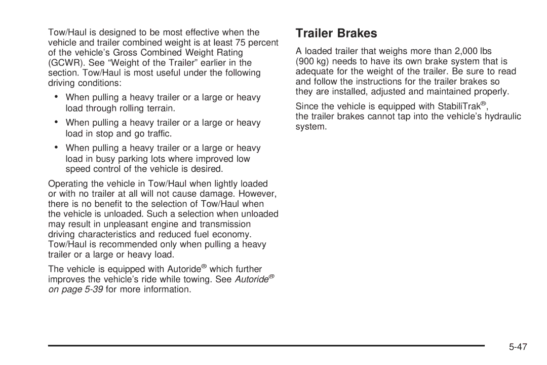 Cadillac 2009 owner manual Trailer Brakes 