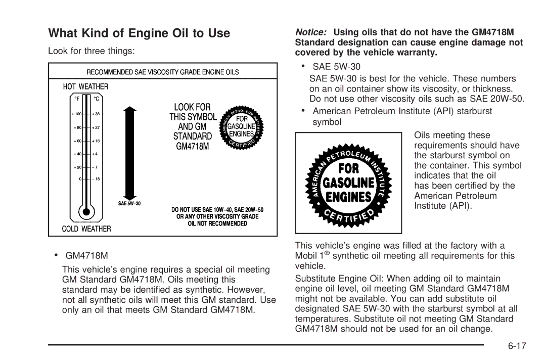 Cadillac 2009 owner manual What Kind of Engine Oil to Use 