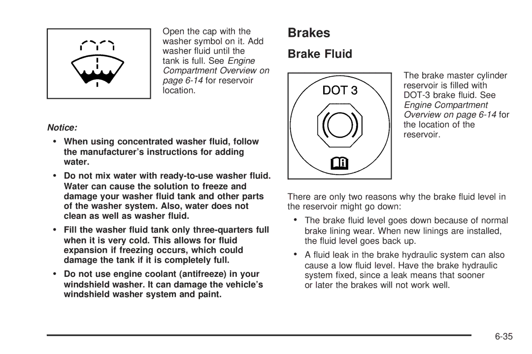 Cadillac 2009 owner manual Brakes, Brake Fluid 