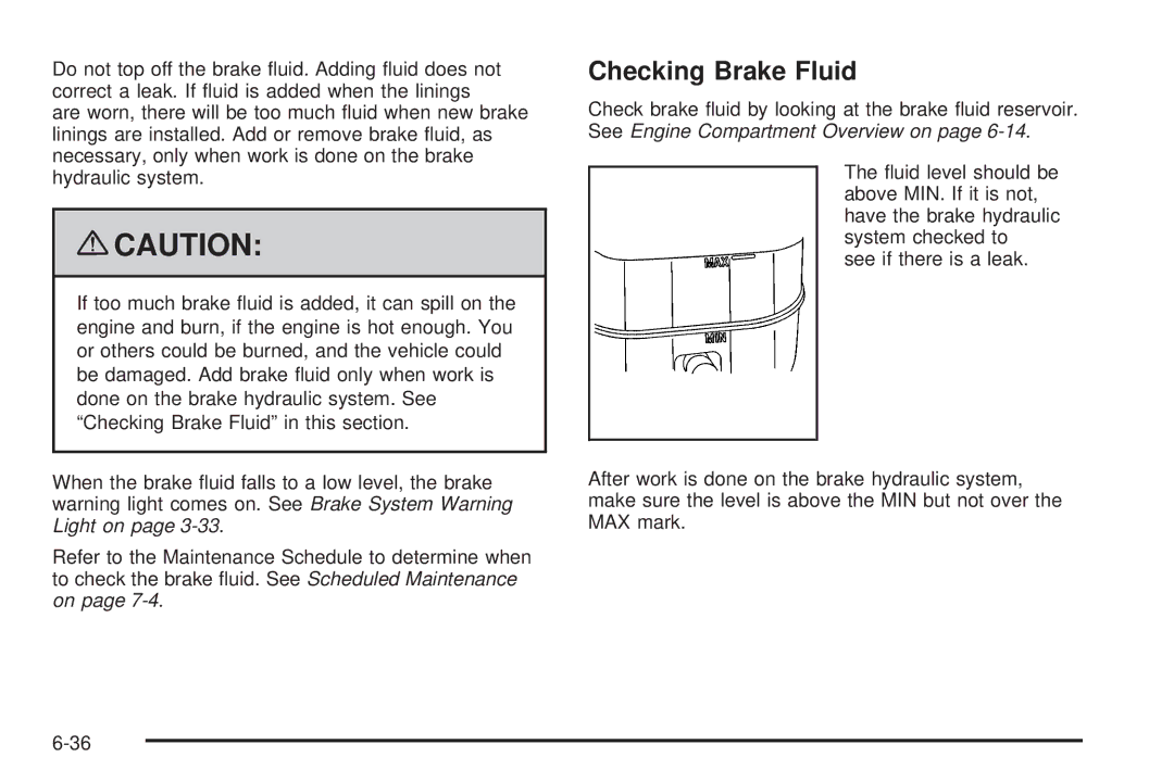 Cadillac 2009 owner manual Checking Brake Fluid 