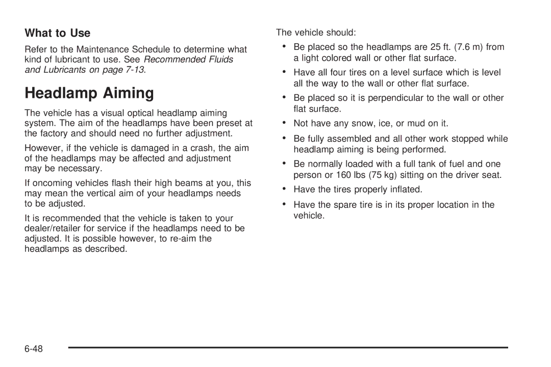 Cadillac 2009 owner manual Headlamp Aiming 