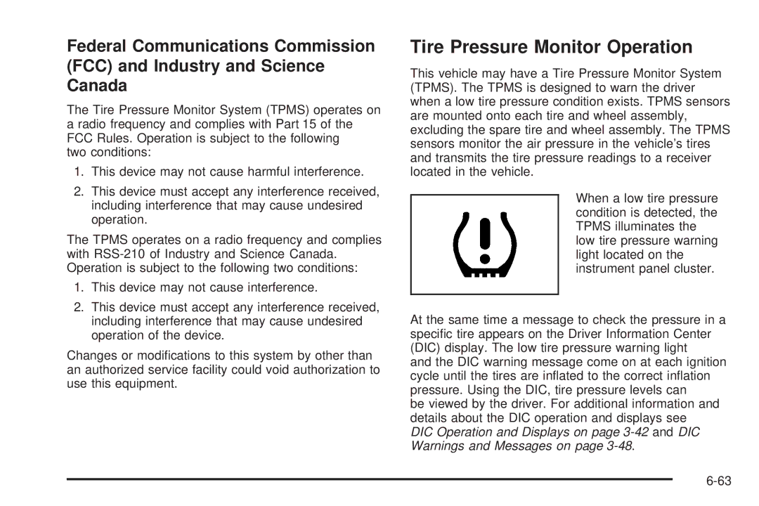 Cadillac 2009 owner manual Tire Pressure Monitor Operation 