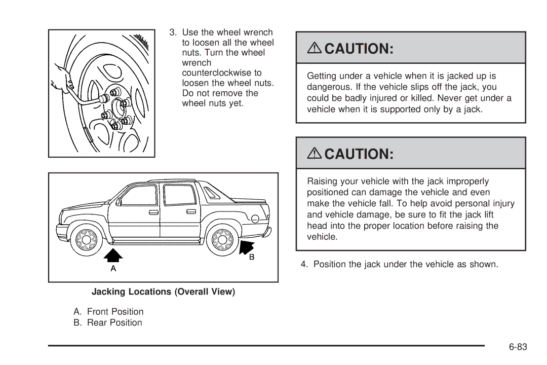 Cadillac 2009 owner manual Jacking Locations Overall View 