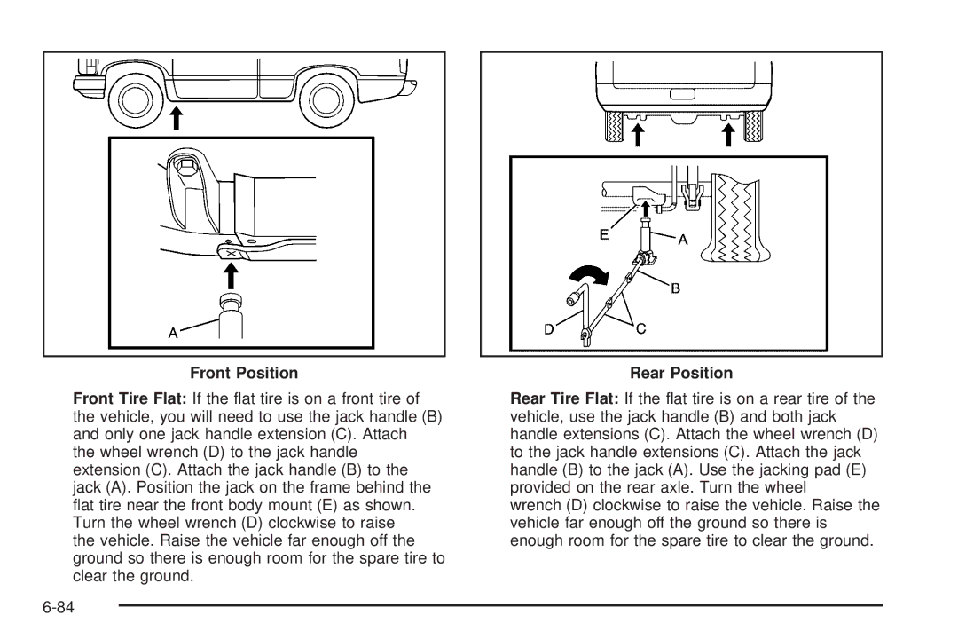 Cadillac 2009 owner manual Front Position, Rear Position 