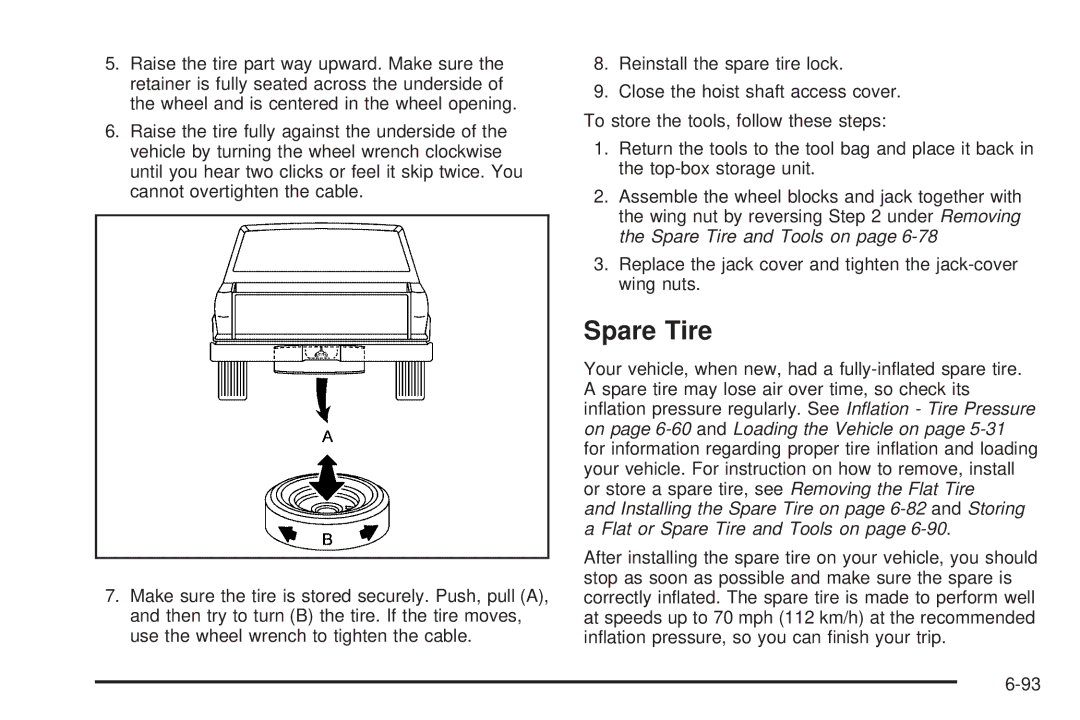 Cadillac 2009 owner manual Spare Tire 