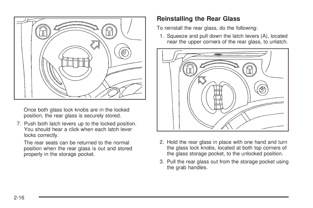 Cadillac 2009 owner manual Reinstalling the Rear Glass 