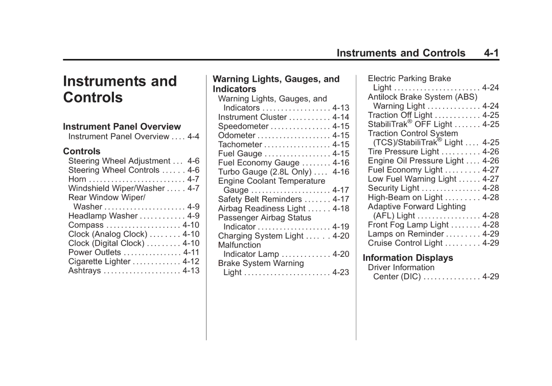 Cadillac 2010 owner manual Instrument Panel Overview, Controls, Information Displays 