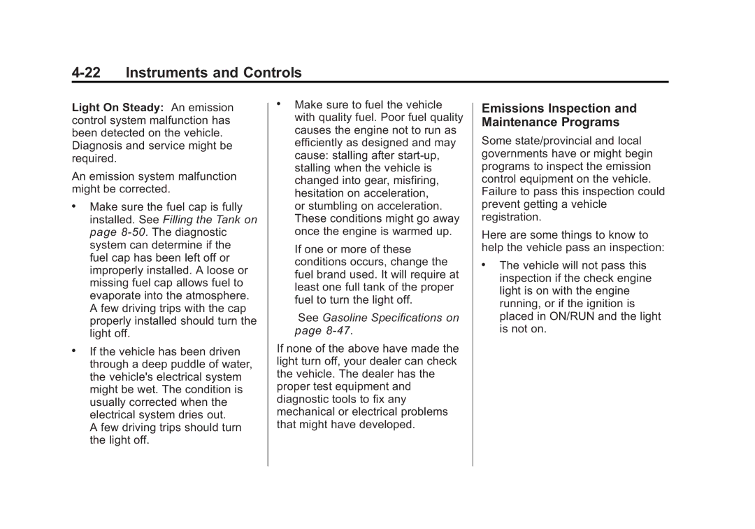 Cadillac 2010 owner manual Emissions Inspection and Maintenance Programs 