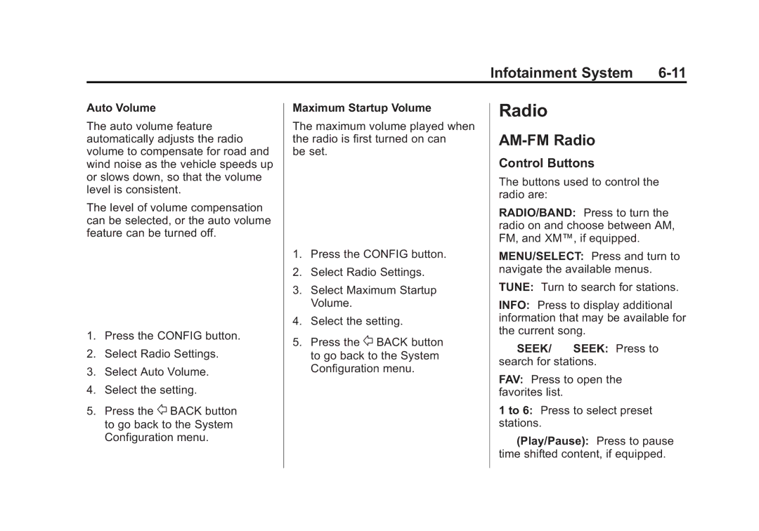 Cadillac 2010 owner manual AM-FM Radio, Control Buttons 