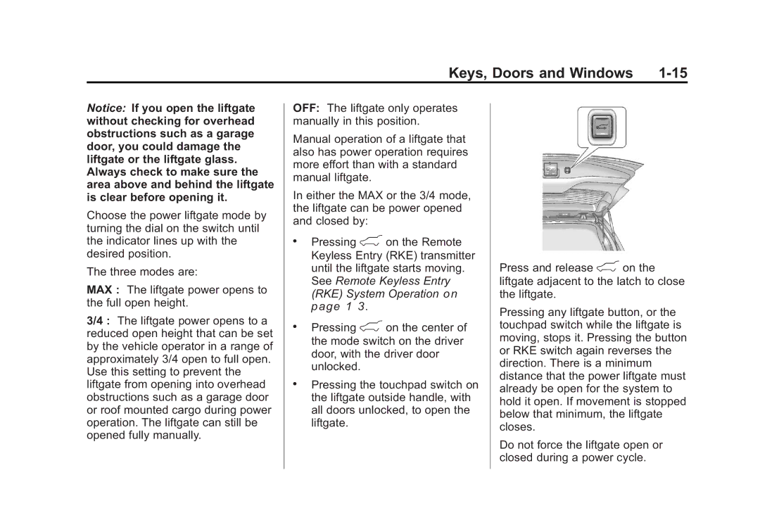 Cadillac 2010 owner manual Keys, Doors and Windows 