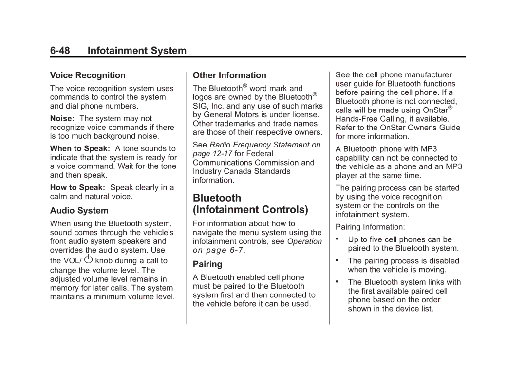 Cadillac 2010 owner manual Bluetooth Infotainment Controls, Voice Recognition, Audio System, Pairing 