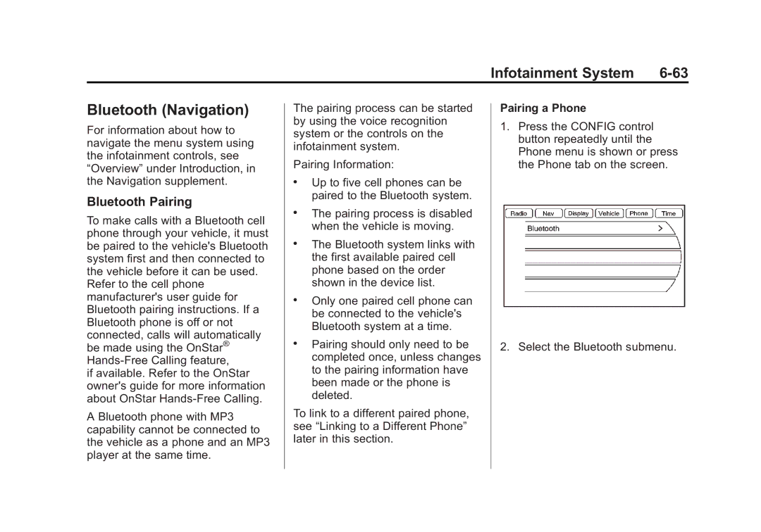 Cadillac 2010 owner manual Bluetooth Navigation, Bluetooth Pairing 